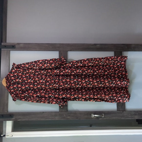 ZARA Ruffle Floral Cottage Dress midi maxi Black red NWT XXl - Picture 12 of 15